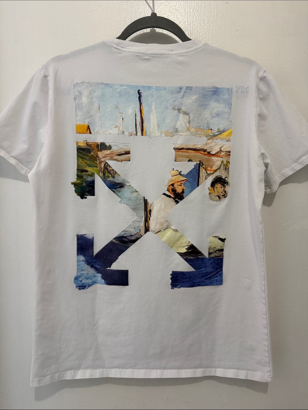 Off-White Virgil Abloh Arrows Oil Painting Graphic Back Print White T-Shirt